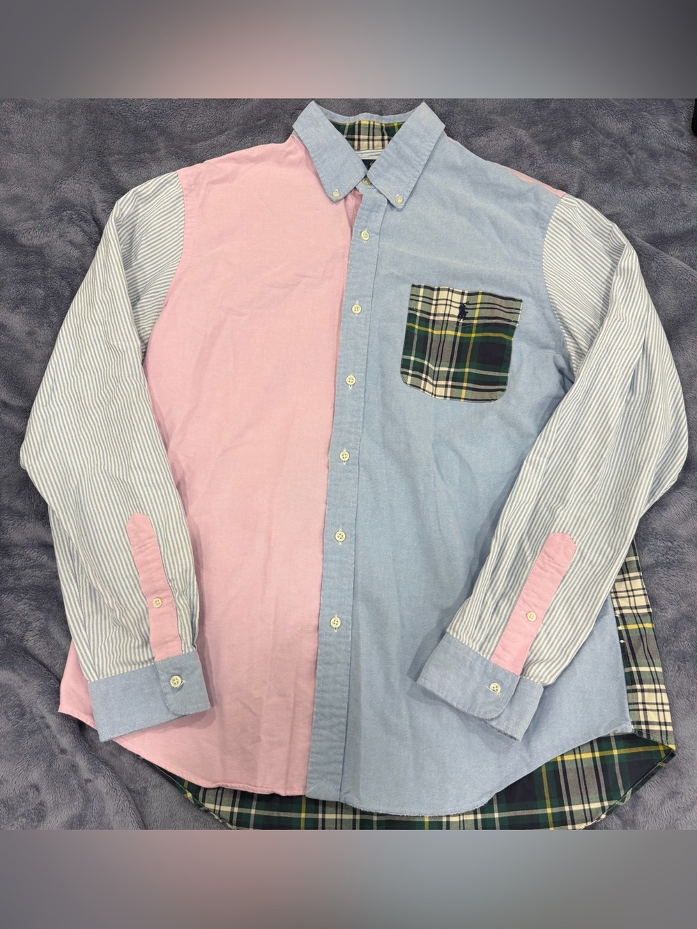 Polo Ralph Lauren University Oxford Blue Pink Plaid Striped Button Shirt Mens XL